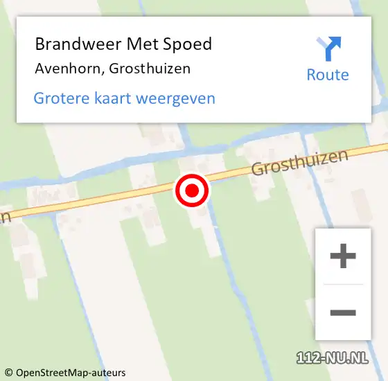 Locatie op kaart van de 112 melding: Brandweer Met Spoed Naar Avenhorn, Grosthuizen op 1 juni 2016 15:47