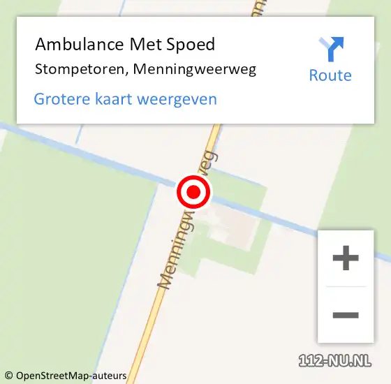 Locatie op kaart van de 112 melding: Ambulance Met Spoed Naar Stompetoren, Menningweerweg op 1 juni 2016 16:23