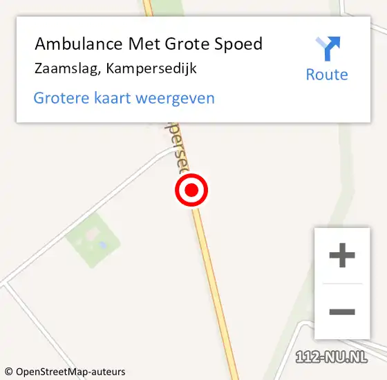 Locatie op kaart van de 112 melding: Ambulance Met Grote Spoed Naar Zaamslag, Kampersedijk op 1 juni 2016 17:16