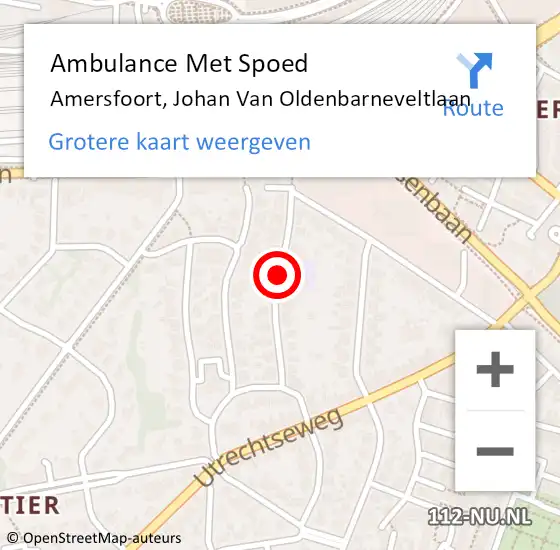 Locatie op kaart van de 112 melding: Ambulance Met Spoed Naar Amersfoort, Johan Van Oldenbarneveltlaan op 1 juni 2016 18:31