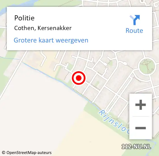 Locatie op kaart van de 112 melding: Politie Cothen, Kersenakker op 1 juni 2016 18:46