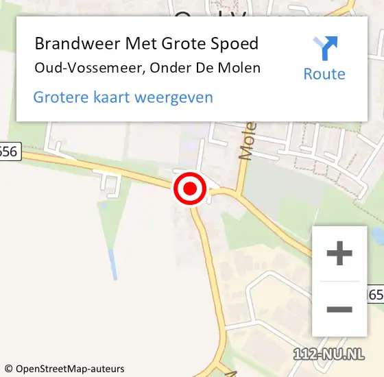 Locatie op kaart van de 112 melding: Brandweer Met Grote Spoed Naar Oud-Vossemeer, Onder De Molen op 1 juni 2016 19:40