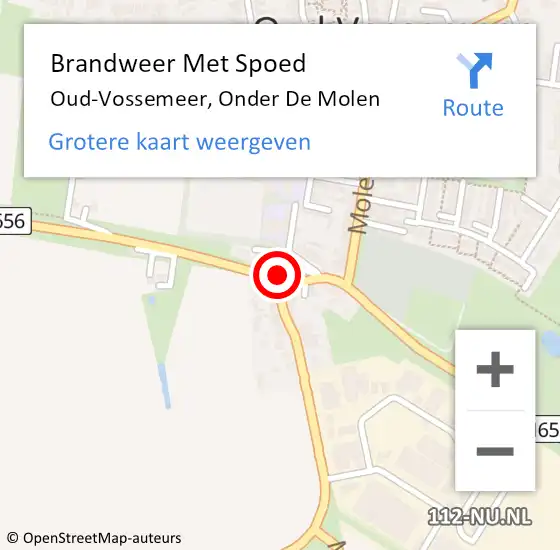 Locatie op kaart van de 112 melding: Brandweer Met Spoed Naar Oud-Vossemeer, Onder De Molen op 1 juni 2016 19:51