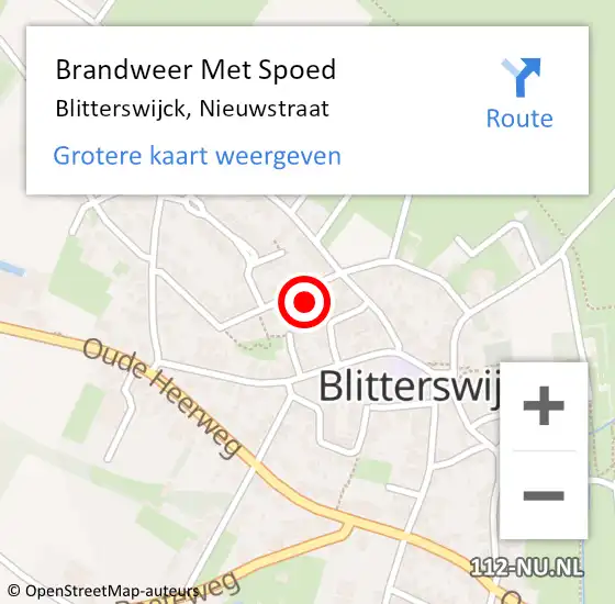 Locatie op kaart van de 112 melding: Brandweer Met Spoed Naar Blitterswijck, Nieuwstraat op 1 juni 2016 20:41