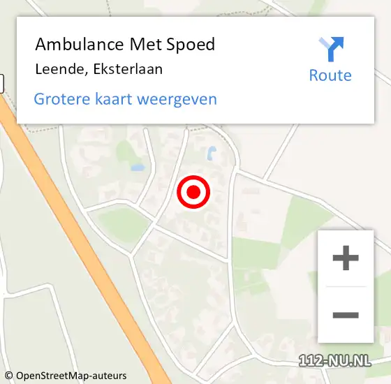 Locatie op kaart van de 112 melding: Ambulance Met Spoed Naar Leende, Eksterlaan op 1 juni 2016 21:02