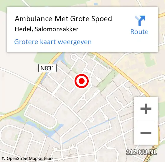 Locatie op kaart van de 112 melding: Ambulance Met Grote Spoed Naar Hedel, Salomonsakker op 1 juni 2016 21:21