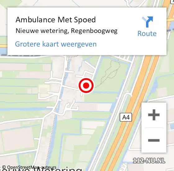 Locatie op kaart van de 112 melding: Ambulance Met Spoed Naar Nieuwe wetering, Regenboogweg op 16 december 2013 22:13