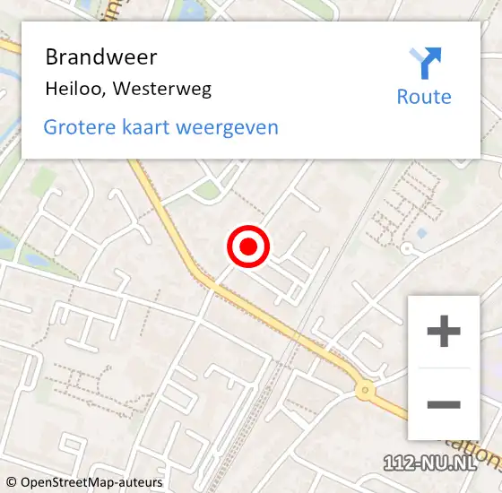 Locatie op kaart van de 112 melding: Brandweer Heiloo, Westerweg op 1 juni 2016 22:03