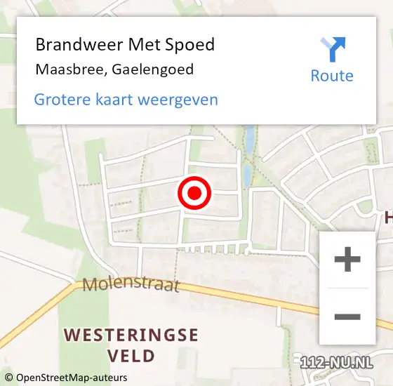 Locatie op kaart van de 112 melding: Brandweer Met Spoed Naar Maasbree, Gaelengoed op 1 juni 2016 23:23