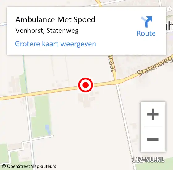 Locatie op kaart van de 112 melding: Ambulance Met Spoed Naar Venhorst, Statenweg op 1 juni 2016 23:43