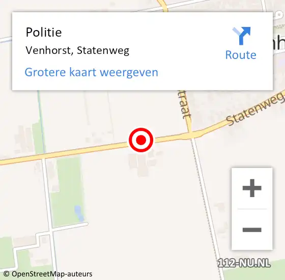 Locatie op kaart van de 112 melding: Politie Venhorst, Statenweg op 1 juni 2016 23:46