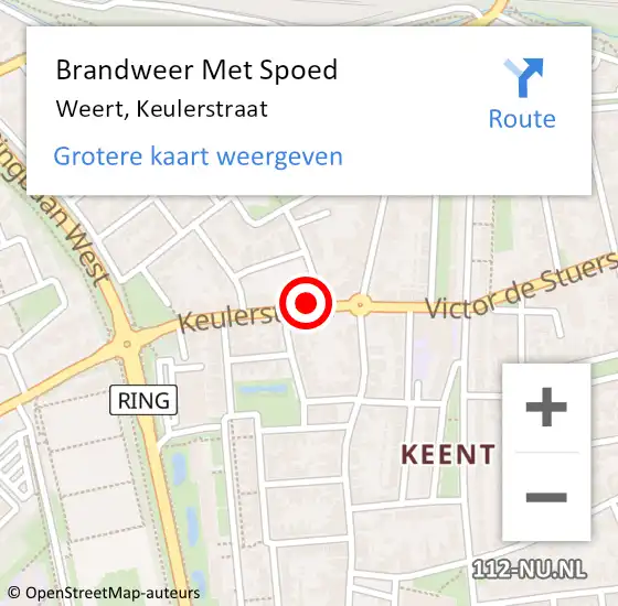 Locatie op kaart van de 112 melding: Brandweer Met Spoed Naar Weert, Keulerstraat op 2 juni 2016 00:10