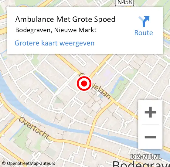 Locatie op kaart van de 112 melding: Ambulance Met Grote Spoed Naar Bodegraven, Nieuwe Markt op 2 juni 2016 00:17