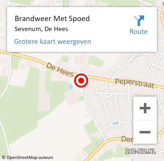 Locatie op kaart van de 112 melding: Brandweer Met Spoed Naar Sevenum, De Hees op 2 juni 2016 00:59