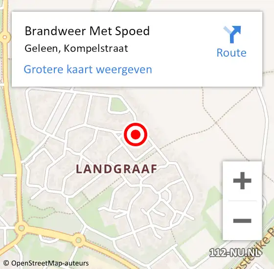 Locatie op kaart van de 112 melding: Brandweer Met Spoed Naar Geleen, Kompelstraat op 2 juni 2016 02:33