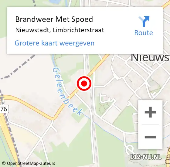 Locatie op kaart van de 112 melding: Brandweer Met Spoed Naar Nieuwstadt, Limbrichterstraat op 2 juni 2016 03:21