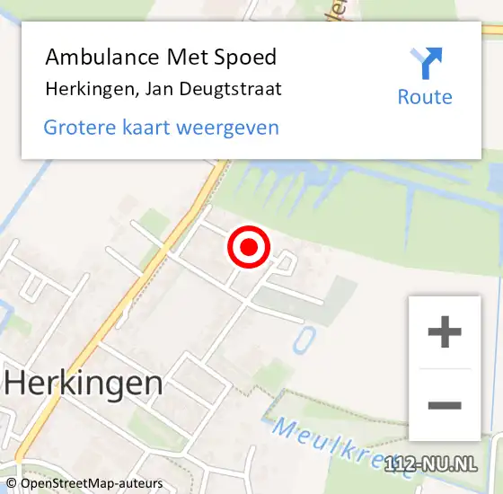 Locatie op kaart van de 112 melding: Ambulance Met Spoed Naar Herkingen, Jan Deugtstraat op 2 juni 2016 04:01