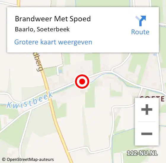 Locatie op kaart van de 112 melding: Brandweer Met Spoed Naar Baarlo, Soeterbeek op 2 juni 2016 04:17