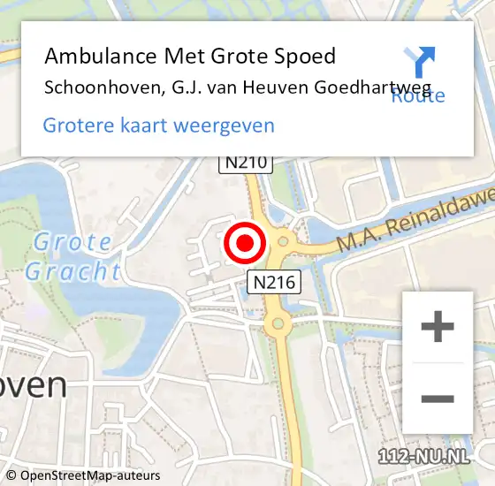 Locatie op kaart van de 112 melding: Ambulance Met Grote Spoed Naar Schoonhoven, G.J. van Heuven Goedhartweg op 2 juni 2016 05:03