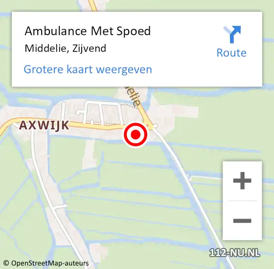 Locatie op kaart van de 112 melding: Ambulance Met Spoed Naar Middelie, Zijvend op 16 september 2013 11:34