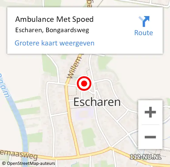 Locatie op kaart van de 112 melding: Ambulance Met Spoed Naar Escharen, Bongaardsweg op 2 juni 2016 06:46