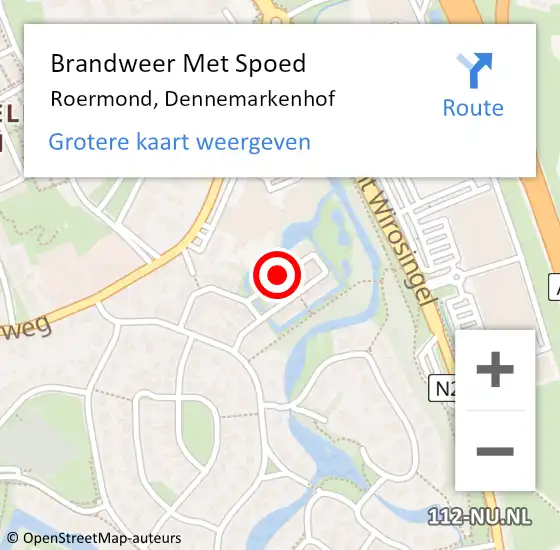 Locatie op kaart van de 112 melding: Brandweer Met Spoed Naar Roermond, Dennemarkenhof op 2 juni 2016 06:54