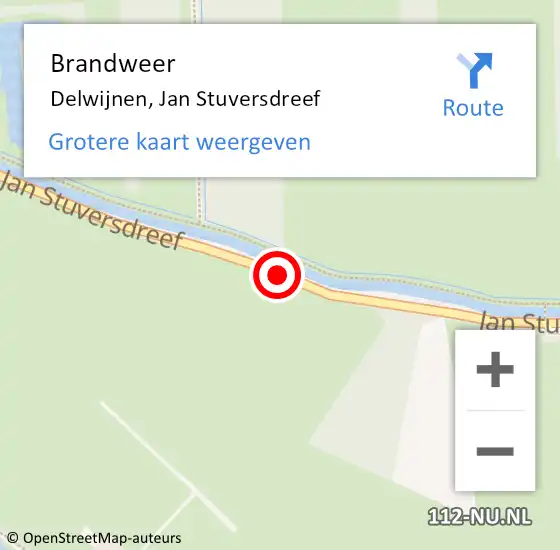 Locatie op kaart van de 112 melding: Brandweer Delwijnen, Jan Stuversdreef op 2 juni 2016 07:24
