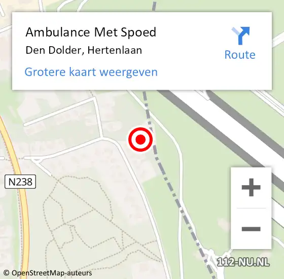 Locatie op kaart van de 112 melding: Ambulance Met Spoed Naar Den Dolder, Hertenlaan op 2 juni 2016 07:46