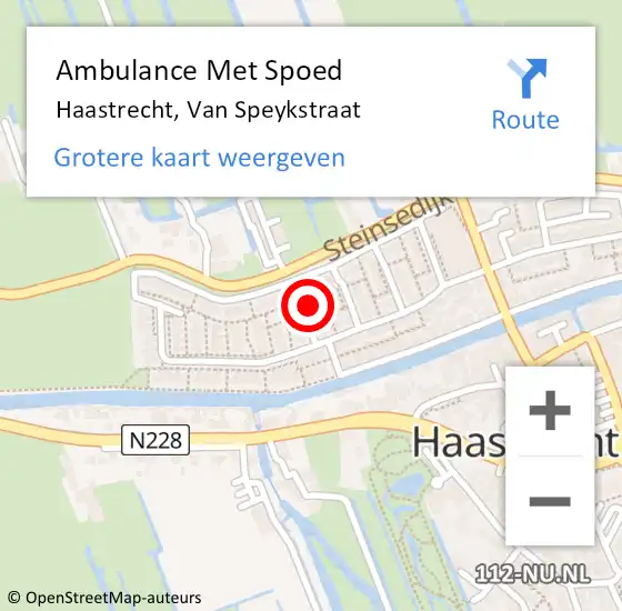 Locatie op kaart van de 112 melding: Ambulance Met Spoed Naar Haastrecht, Van Speykstraat op 2 juni 2016 07:46