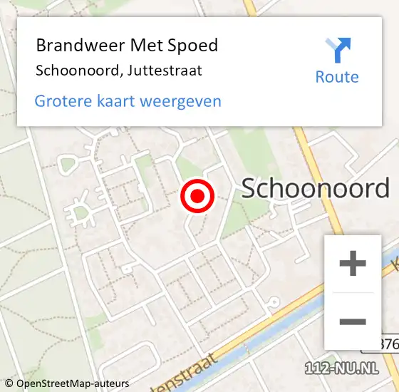 Locatie op kaart van de 112 melding: Brandweer Met Spoed Naar Schoonoord, Juttestraat op 2 juni 2016 08:02