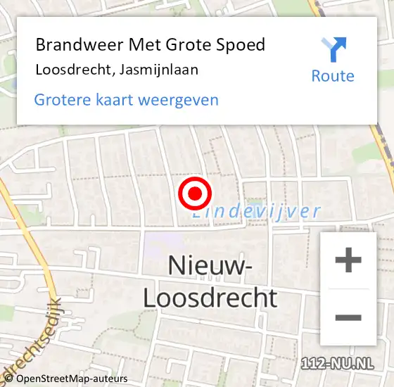 Locatie op kaart van de 112 melding: Brandweer Met Grote Spoed Naar Loosdrecht, Jasmijnlaan op 2 juni 2016 08:25