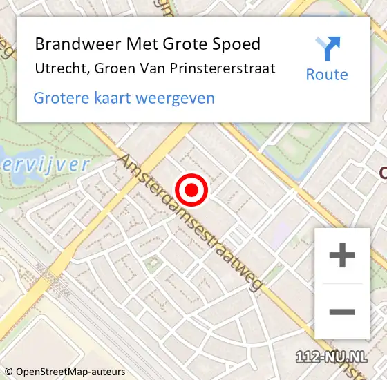 Locatie op kaart van de 112 melding: Brandweer Met Grote Spoed Naar Utrecht, Groen Van Prinstererstraat op 16 december 2013 23:07