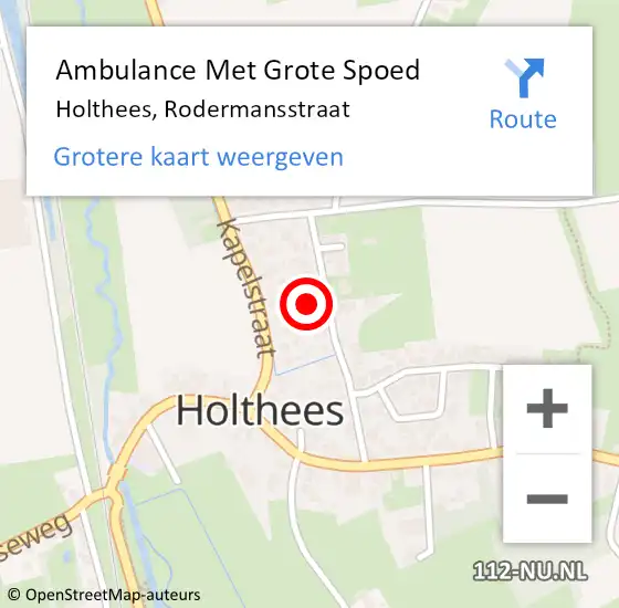 Locatie op kaart van de 112 melding: Ambulance Met Grote Spoed Naar Holthees, Rodermansstraat op 2 juni 2016 08:38