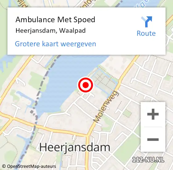 Locatie op kaart van de 112 melding: Ambulance Met Spoed Naar Heerjansdam, Waalpad op 2 juni 2016 08:50