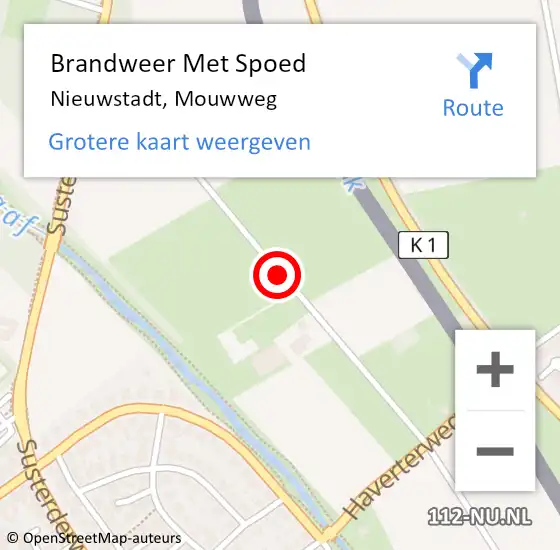 Locatie op kaart van de 112 melding: Brandweer Met Spoed Naar Nieuwstadt, Mouwweg op 2 juni 2016 09:14