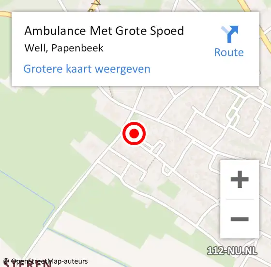 Locatie op kaart van de 112 melding: Ambulance Met Grote Spoed Naar Well, Papenbeek op 16 december 2013 23:31