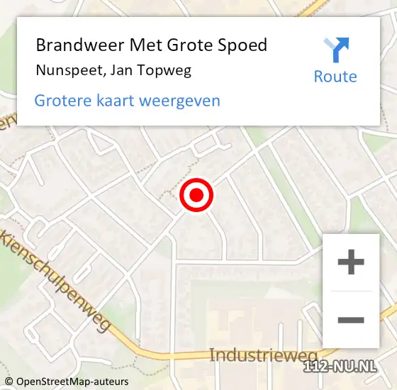 Locatie op kaart van de 112 melding: Brandweer Met Grote Spoed Naar Nunspeet, Jan Topweg op 2 juni 2016 12:29