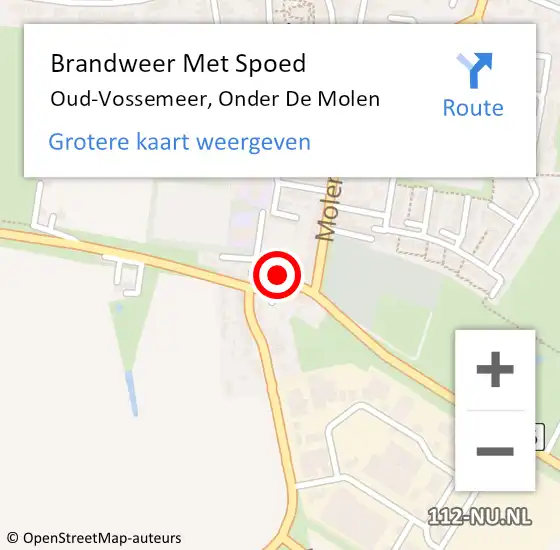 Locatie op kaart van de 112 melding: Brandweer Met Spoed Naar Oud-Vossemeer, Onder De Molen op 2 juni 2016 12:32