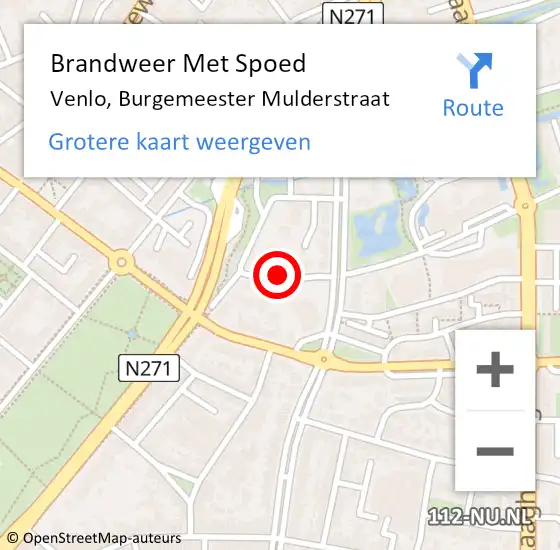 Locatie op kaart van de 112 melding: Brandweer Met Spoed Naar Venlo, Burgemeester Mulderstraat op 2 juni 2016 12:35
