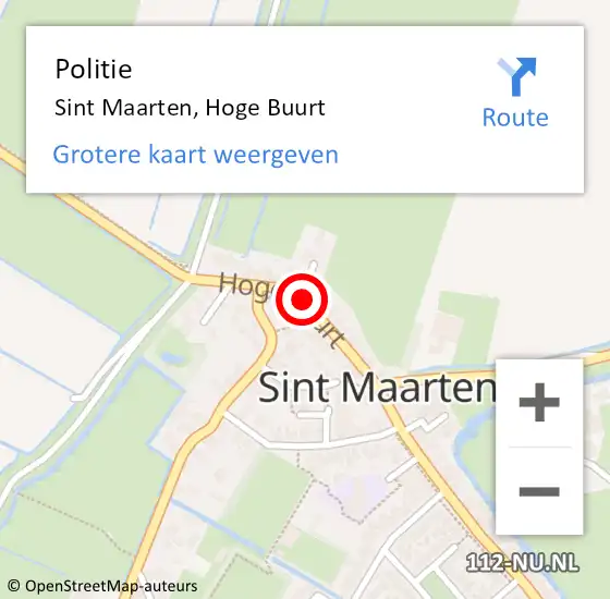 Locatie op kaart van de 112 melding: Politie Sint Maarten, Hoge Buurt op 2 juni 2016 13:11