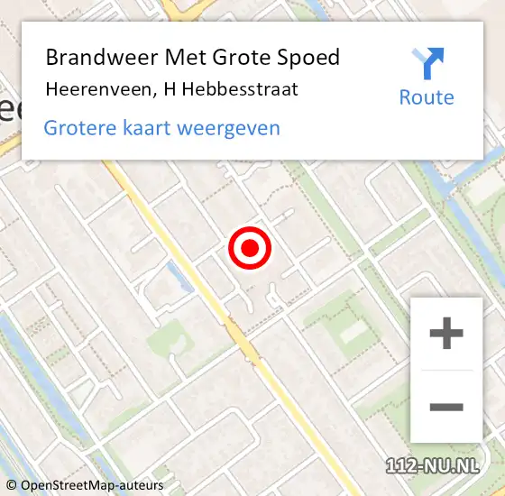 Locatie op kaart van de 112 melding: Brandweer Met Grote Spoed Naar Heerenveen, H Hebbesstraat op 2 juni 2016 13:59