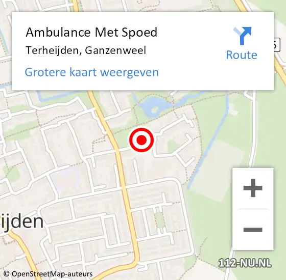 Locatie op kaart van de 112 melding: Ambulance Met Spoed Naar Terheijden, Ganzenweel op 2 juni 2016 15:03