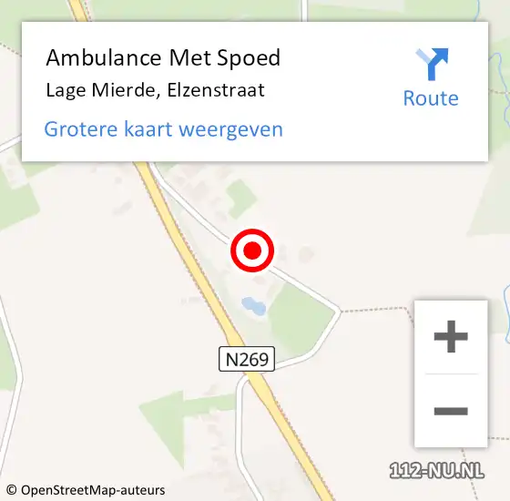 Locatie op kaart van de 112 melding: Ambulance Met Spoed Naar Lage Mierde, Elzenstraat op 2 juni 2016 15:43