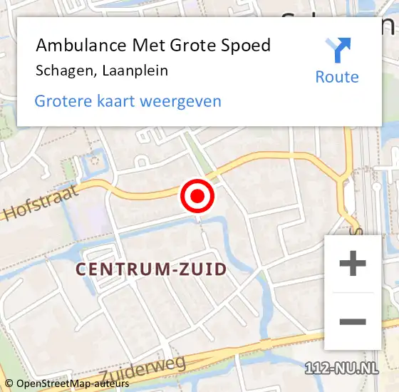 Locatie op kaart van de 112 melding: Ambulance Met Grote Spoed Naar Schagen, Laanplein op 2 juni 2016 15:53