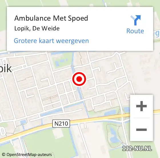 Locatie op kaart van de 112 melding: Ambulance Met Spoed Naar Lopik, De Weide op 2 juni 2016 16:17