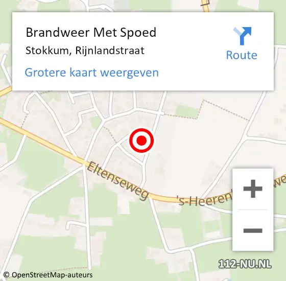 Locatie op kaart van de 112 melding: Brandweer Met Spoed Naar Stokkum, Rijnlandstraat op 2 juni 2016 16:40