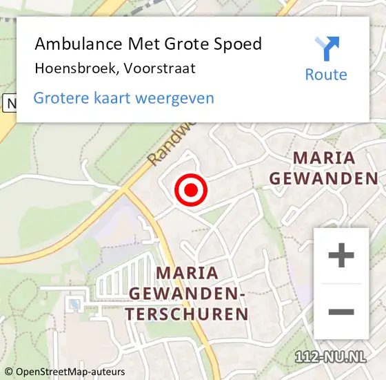 Locatie op kaart van de 112 melding: Ambulance Met Grote Spoed Naar Hoensbroek, Voorstraat op 17 december 2013 01:26