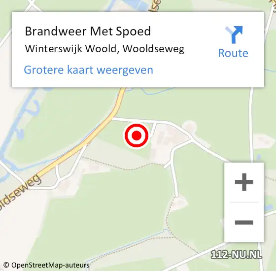 Locatie op kaart van de 112 melding: Brandweer Met Spoed Naar Winterswijk Woold, Wooldseweg op 2 juni 2016 17:42