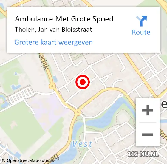 Locatie op kaart van de 112 melding: Ambulance Met Grote Spoed Naar Tholen, Jan van Bloisstraat op 2 juni 2016 17:42