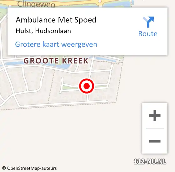 Locatie op kaart van de 112 melding: Ambulance Met Spoed Naar Hulst, Hudsonlaan op 2 juni 2016 17:52